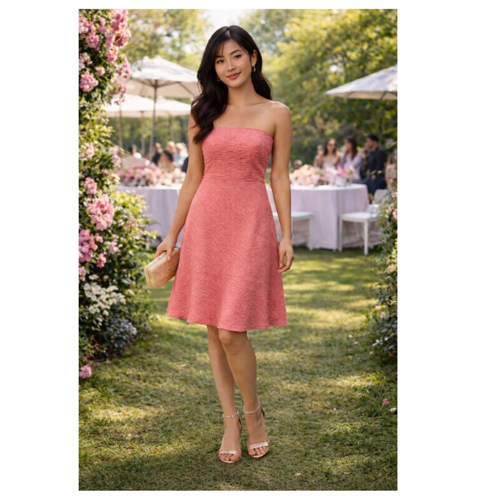 J. Crew Women's Pink Strapless Smocked Midi Dress NWT